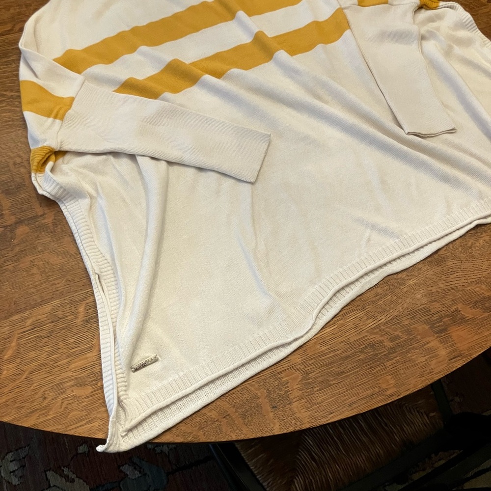 Women's Cream and Yellow Striped Sweater